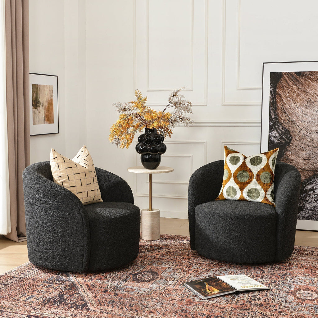 Boucle Accent Chair Black