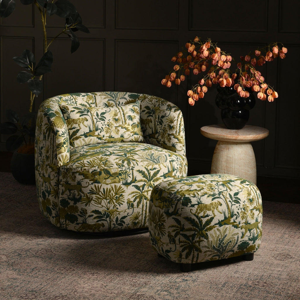 Elevate Your Space with the Ashlie Embroidered Fabric Swivel Chair