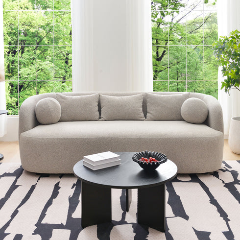 Ashlie Bouclé 3-Seater Sofa - Taupe 3 Seater Sofa | Three Seater Couch | Kinwell Furniture | Modern 3 Seater Sofas