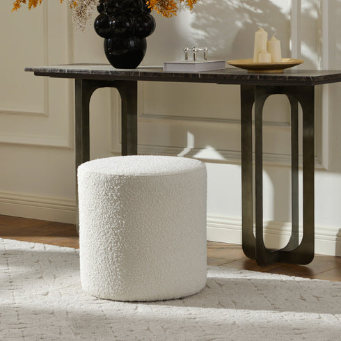 Elof Bouclé Ottoman - Comfortable Ottoman | Modern Pouf | Kinwell Furniture | Living Room Ottomans