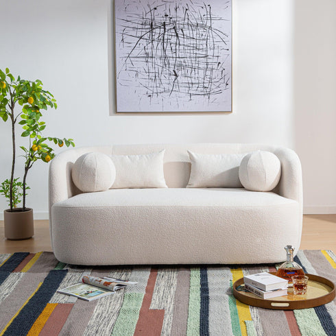 Ashlie Bouclé Loveseat |Beige Loveseat | Fabric Loveseat Couch | Kinwell Furniture | Modern Loveseats & Comfortable Loveseat Sofa Couches