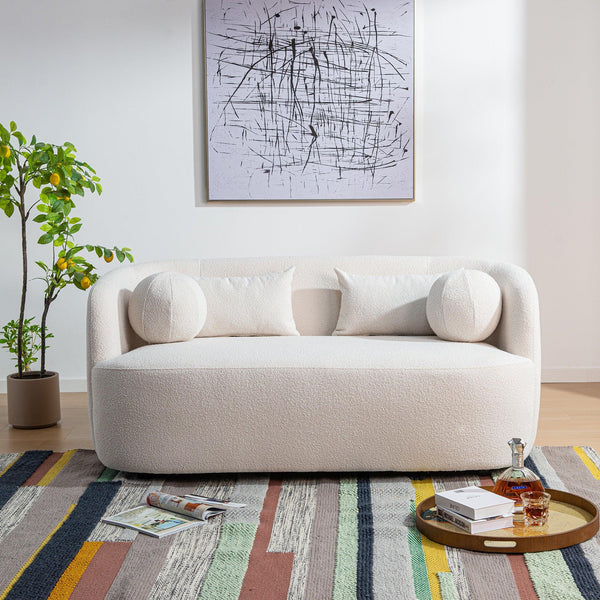 Ashlie Bouclé Loveseat |Beige Loveseat | Fabric Loveseat Couch | Kinwell Furniture | Modern Loveseats & Comfortable Loveseat Sofa Couches