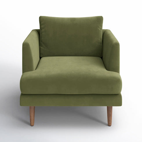 Upholstered Armchair – Green Square Arm Accent Chair | Performance Fabric Armchair | Kinwell Furniture | Scandinavian, Timeless Design