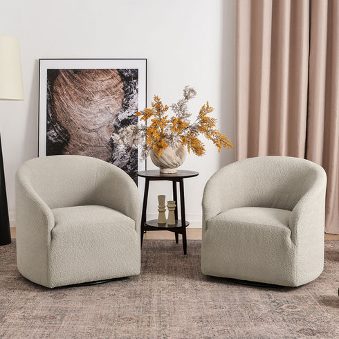 Susie Bouclé Swivel Barrel Chair - Swivel Accent Chair | Living Room Swivel Chairs | Kinwell Furniture | Best Swivel Chairs
