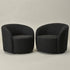 Everitte Bouclé Swivel Barrel Chair - Charcoal Modern Swivel Chair | Swivel Accent Chairs | Kinwell Furniture | Swivel Armchairs