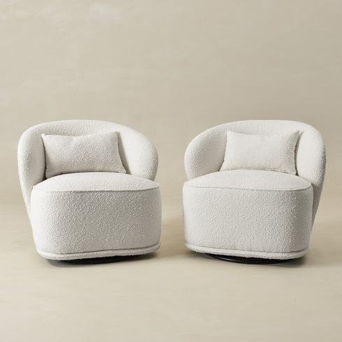 Laura Bouclé Swivel Barrel Chair - Modern Swivel Chair | Swivel Accent Chairs | Kinwell Furniture | Swivel