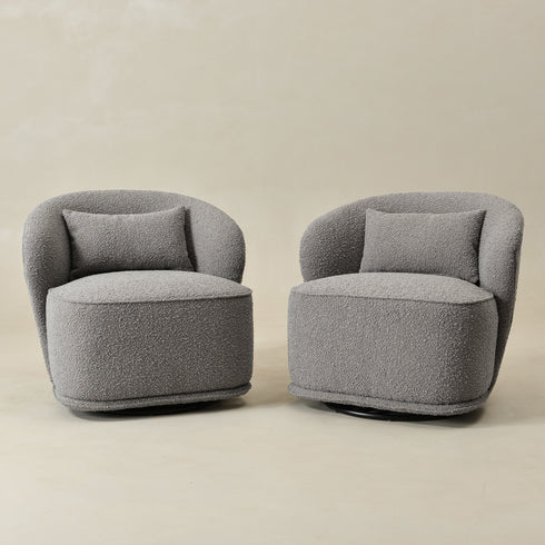 Laura Bouclé Swivel Barrel Chair - Modern Swivel Chair | Swivel Accent Chairs | Kinwell Furniture | Swivel Armchairs