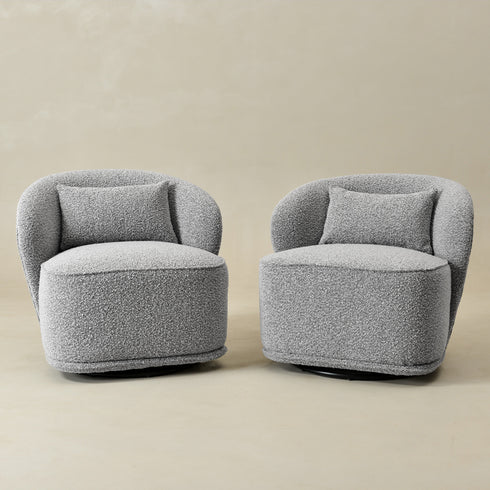 Laura Bouclé Swivel Barrel Chair - Swivel Spinning Chair | Chairs That Spin | Kinwell Furniture | Comfortable Swivel Chairs