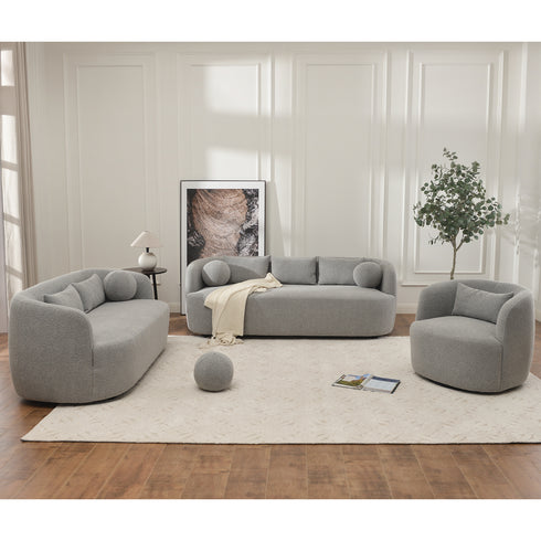 Ashlie Bouclé Loveseat |Light Gray Loveseat | Fabric Loveseat Couch | Kinwell Furniture | Modern Loveseats & Comfortable Loveseat Sofa