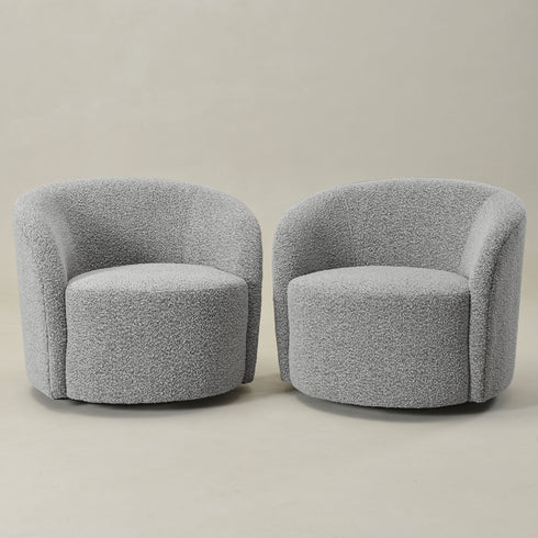 Everitte Bouclé Swivel Barrel Chair - Mid Century Modern Swivel Chair | Waiting Room Swivel Chairs| Kinwell Furniture | Designer Swivel Chairs