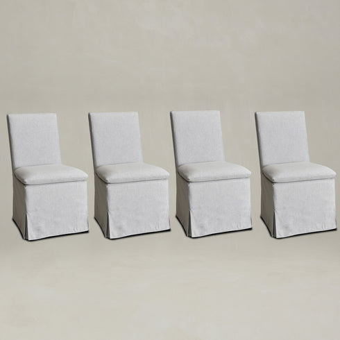 Diane Slipcover Performance Dining Chair with Casters - Light Gray Upholstered Dining Chair | Modern Dining Chairs | Kinwell Furniture | Performance Fabric Dining Chairs