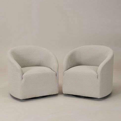 Susie Bouclé Swivel Barrel Chair - Green Accent Swivel Chair | Swivel Chairs for Living Rooms | Kinwell Furniture | Top Swivel Chairs