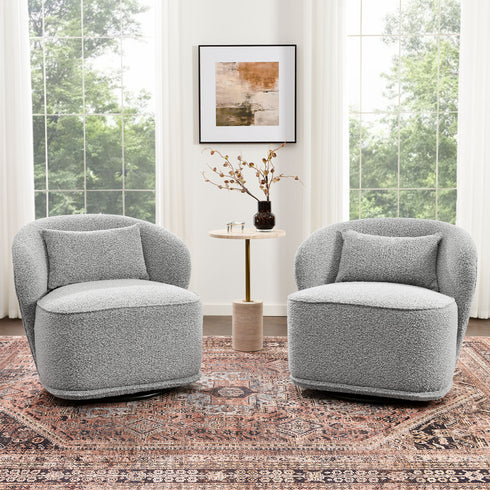 Laura Bouclé Swivel Barrel Chair - Swivel Spinning Chair | Chairs That Spin | Kinwell Furniture | Comfortable Swivel Chairs