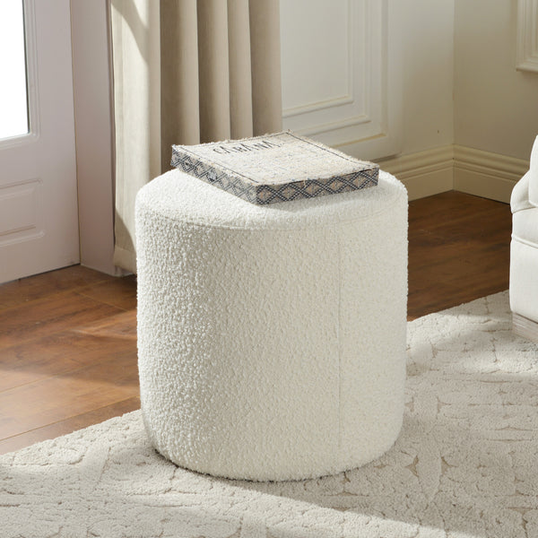 Elof Bouclé Ottoman - Stylish Ottoman | Living Room Pouf | Kinwell Furniture | Modern Ottomans