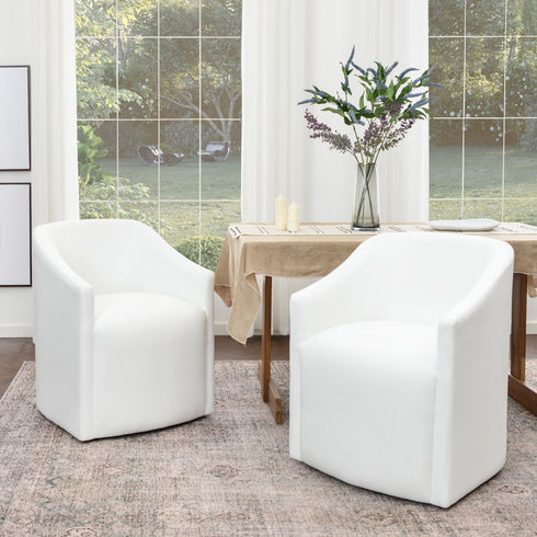 Rafa Performance Dining Chair with Casters - Covered Dining Chair | Dining Chairs with Arms | Kinwell Furniture | Performance Fabric Chairs