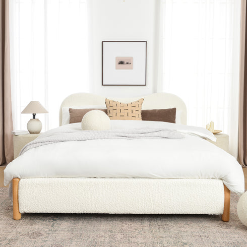 Dorothy Bed Frame with Headboard-White Modern Bed Frame | Platform Beds | Kinwell Furniture | Bedroom Bed Headboard