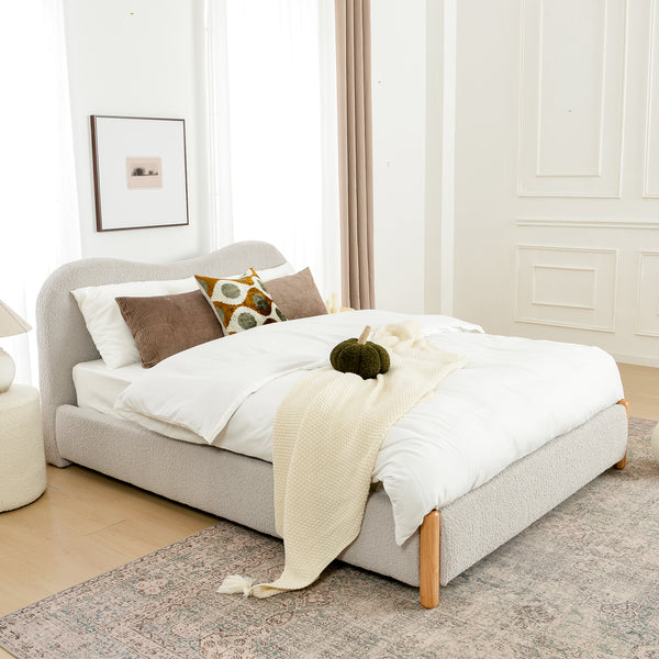 Dorothy Bed Frame with Headboard-Grey Modern Bed Frame | Platform Beds | Kinwell Furniture | Bedroom Bed Headboard