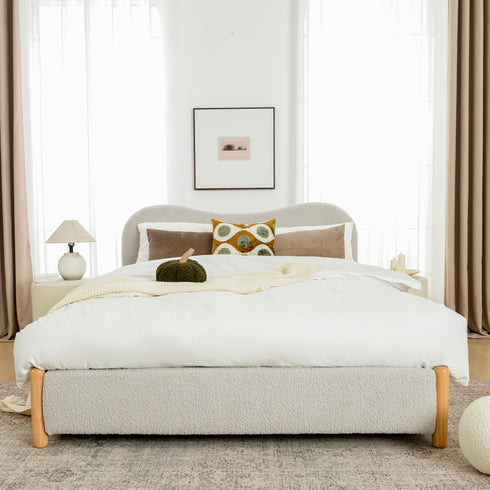 Dorothy Bed Frame with Headboard-Grey Modern Bed Frame | Platform Beds | Kinwell Furniture | Bedroom Bed Headboard