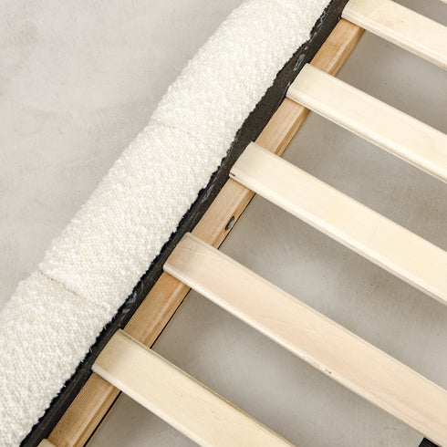 Agnes Bouclé Bed Frame with Headboard-White Modern Bed Frame | Platform Beds | Kinwell Furniture | Bedroom Bed Headboard
