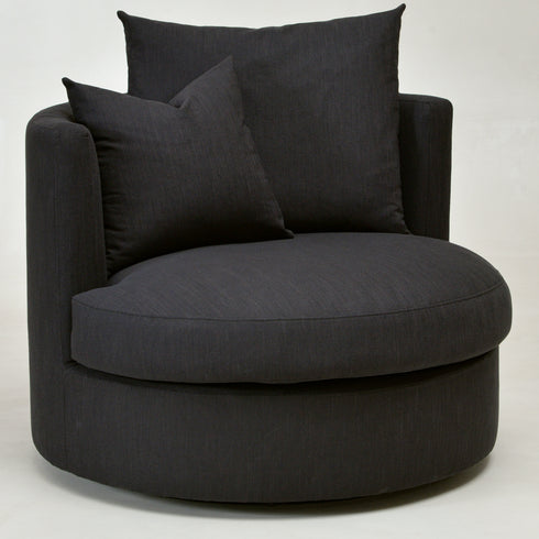 Kurt Down Swivel Barrel Chair - Modern Swivel Chair | Swivel Accent Chairs | Kinwell Furniture | Swivel Armchairs