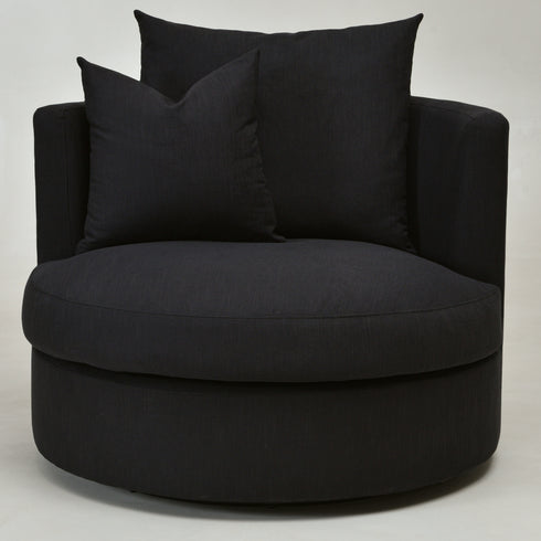 Kurt Down Swivel Barrel Chair - Modern Swivel Chair | Swivel Accent Chairs | Kinwell Furniture | Swivel Armchairs