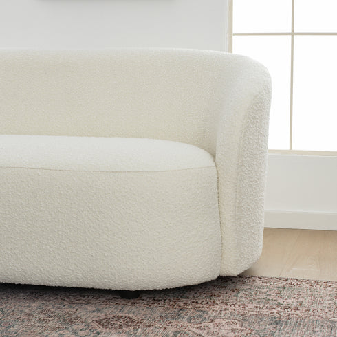 Everitte Bouclé Loveseat Sofa | Cream Loveseat | Kinwell Furniture | Super Comfy Loveseats & Modern Curved Loveseats