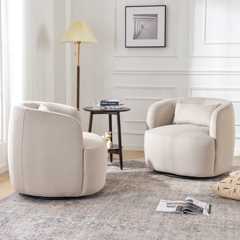 Ashlie Velvet Swivel Barrel Chair - Modern Swivel Chair | Swivel Accent Chairs | Kinwell Furniture | Swivel Armchairs