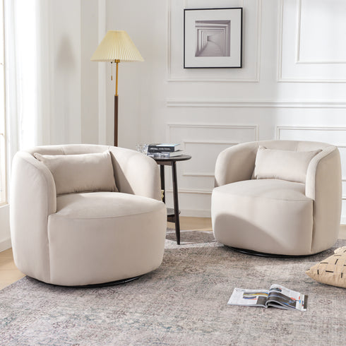 Ashlie Velvet Swivel Barrel Chair - Dove Accent Swivel Chair | Swivel Chairs for Living Rooms | Kinwell Furniture | Top Swivel Chairs