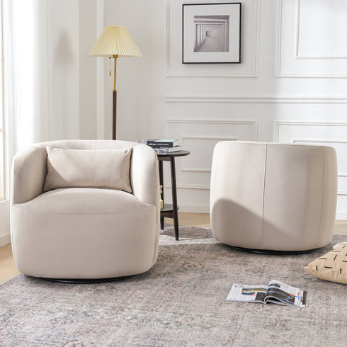 Ashlie Velvet Swivel Barrel Chair - Mid Century Modern Swivel Chair | Waiting Room Swivel Chairs| Kinwell Furniture | Designer Swivel Chairs
