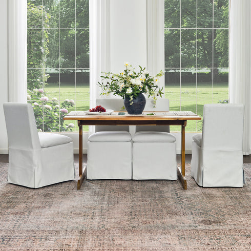 Diane Slipcover Performance Dining Chair with Casters - Ivory Upholstered Dining Chair | Modern Dining Chairs | Kinwell Furniture | Performance Fabric Dining Chairs