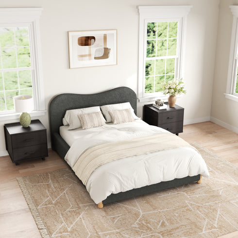 Dorothy Bed Frame with Headboard – Dark Gray Modern Full Bed Frame | Platform Beds | Kinwell Furniture | Bedroom Bed Headboard