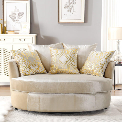 Aqif Elegant Swivel Barrel Chair - Apricot Modern Swivel Chair | Swivel Accent Chairs | Kinwell Furniture | Swivel Armchairs