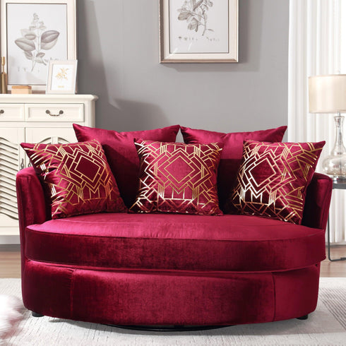 Aqif Elegant Swivel Barrel Chair - Red Modern Swivel Chair | Swivel Accent Chairs | Kinwell Furniture | Swivel Armchairs