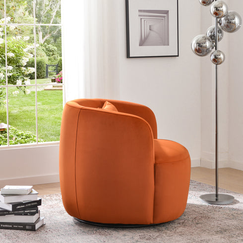 Ashlie Velvet Swivel Barrel Chair - Modern Swivel Chair | Swivel Accent Chairs | Kinwell Furniture | Swivel Armchairs
