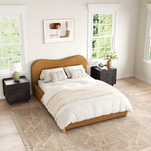 Dorothy Bed Frame with Headboard – Caramel Modern Full Bed Frame | Platform Beds | Kinwell Furniture | Bedroom Bed Headboard