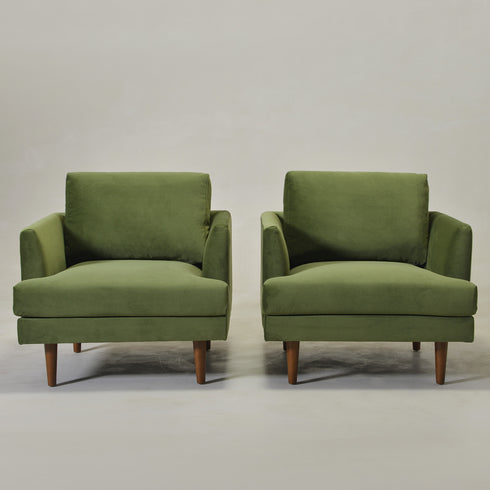 Upholstered Armchair – Green Square Arm Accent Chair | Performance Fabric Armchair | Kinwell Furniture | Scandinavian, Timeless Design