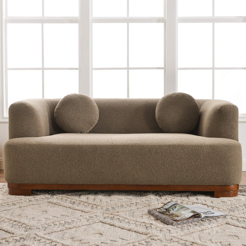 Otto Bouclé Loveseat in Teddy Brown – Modern Boucle 2 Seater Sofa | Small Apartment Sofa | Cozy Loveseat Couch | Kinwell Furniture