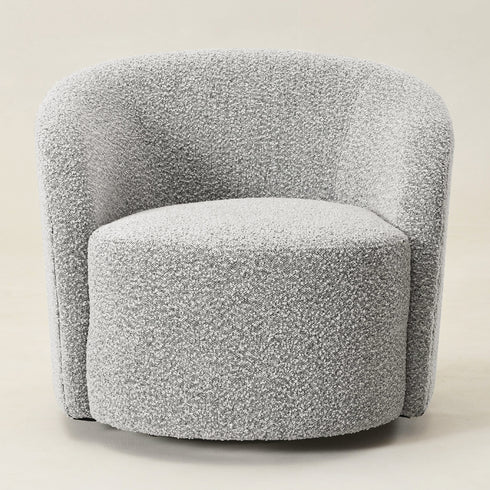 Everitte Bouclé Swivel Barrel Chair - Black and White Accent Swivel Chair | Swivel Chairs for Living Rooms | Kinwell Furniture | Top Swivel Chairs