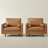Tiziano Tufted Armchair – Camel Faux Leather Accent Chair with Pillows | Mid-Century Lounge Chair | Kinwell Furniture