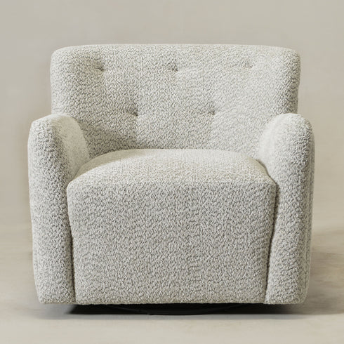Vestie Chenille Swivel Barrel Chair - GrayGreen Modern Swivel Chair | Swivel Accent Chairs | Kinwell Furniture | Swivel Armchairs