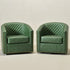 Logan Faux Leather Tufted Swivel Club Chair - Green Modern Swivel Chair | Swivel Accent Chairs | Kinwell Furniture | Swivel Armchairs