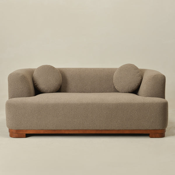 Otto Bouclé Loveseat in Teddy Brown – Modern Boucle 2 Seater Sofa | Small Apartment Sofa | Cozy Loveseat Couch | Kinwell Furniture