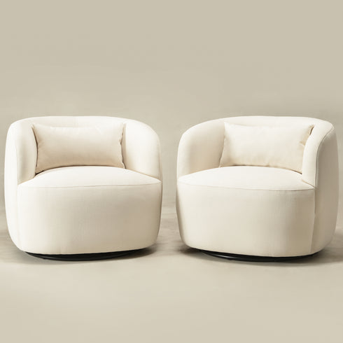 Ashlie Chenille Swivel Barrel Chair - Beige Modern Swivel Chair | Swivel Accent Chairs | Kinwell Furniture | Swivel Armchairs