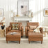 Tiziano Tufted Ottoman – Faux Leather Rectangular Footrest & Accent Seat | Mid-Century Upholstered Pouf | Camel Ottoman