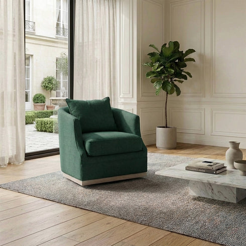 Minerva Swivel Barrel Chair - Green Modern Swivel Chair | Swivel Accent Chairs | Kinwell Furniture | Swivel Armchairs