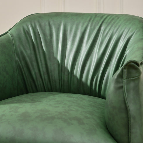 Kadar Leather Barrel Chair-Green Modern Leather Chair | Accent Chairs | Kinwell Furniture | Barrel Chairs