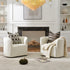 Wilton Bouclé Swivel Barrel Chair - White Petal Back Modern Swivel Chair | Swivel Accent Chairs | Kinwell Furniture | Swivel Armchairs