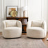 Ashlie Linen Swivel Barrel Chair - Ivory Modern Swivel Chair | Swivel Accent Chairs | Kinwell Furniture | Swivel Armchairs