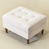 Tiziano Tufted Ottoman – Linen Rectangular Footrest & Accent Seat | Mid-Century Upholstered Pouf | Ivory Ottoman