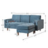 Tiziano Tufted 2-Piece Sectional Sofa – Blue Velvet Reversible Chaise Couch with Accent Pillows | Mid-Century Modern L-Shaped Sofa | Kinwell Furniture